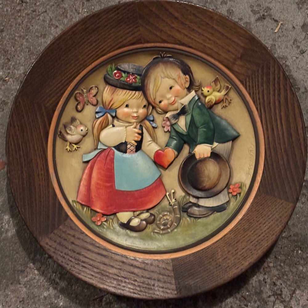 ANRI Wood Relief Plate Brown Wedding Day 1974 Juan Ferrandiz Hand Carved Italy